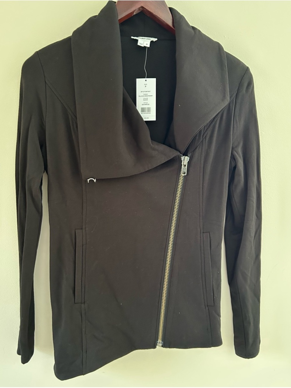 Helmut Lang Black Asymmetrical Zip Blazer Jacket